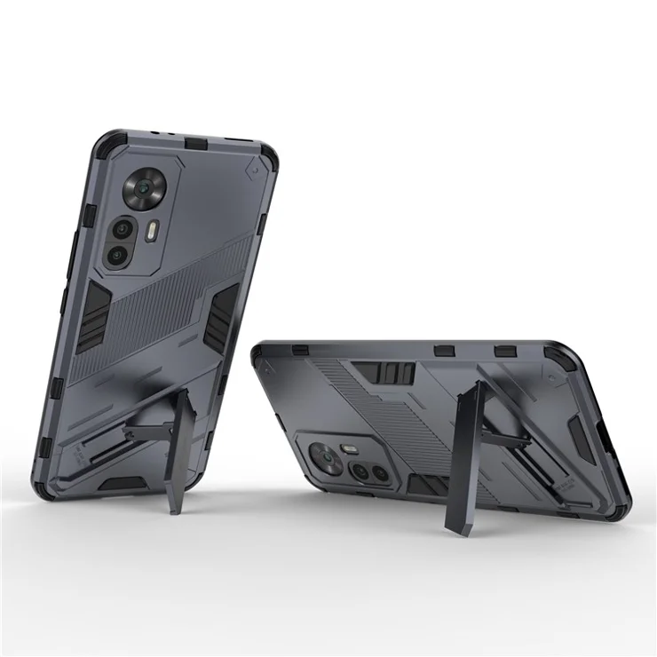 For Xiaomi Redmi K50 Ultra 5G / 12T 5G PC+TPU Hybrid Phone Case Anti-Scratch Back Cover with Kickstand - Grey