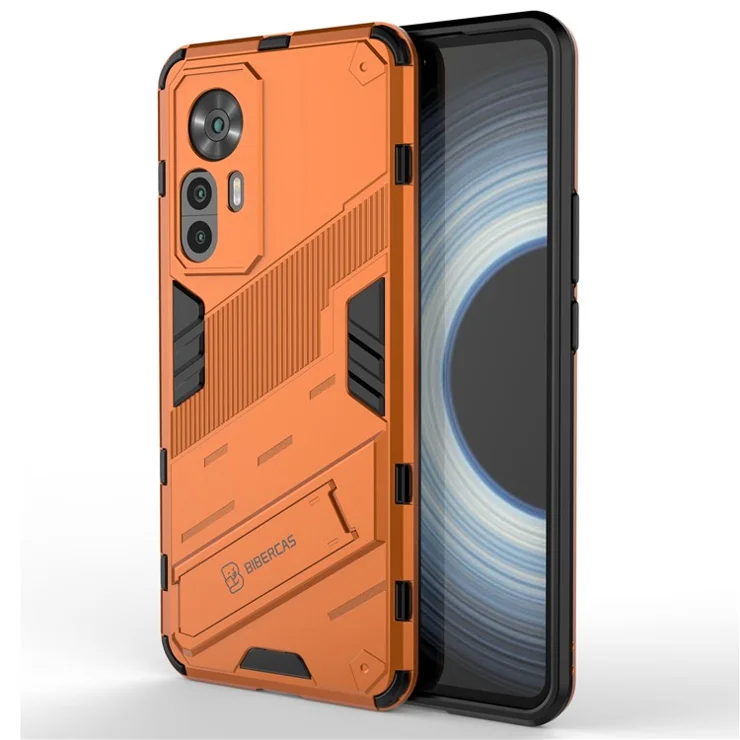 For Xiaomi Redmi K50 Ultra 5G / 12T 5G PC+TPU Hybrid Phone Case Anti-scratch Back Cover with Kickstand - Orange