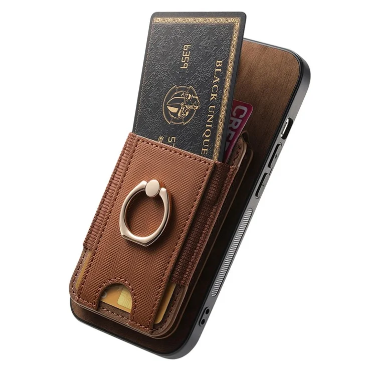 For iPhone 16 Plus Case Compatible with MagSafe Leather Back Cover with Detachable Card Holder Kickstand - Brown