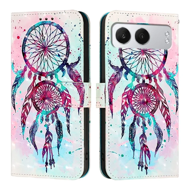 For OnePlus Nord 4 Leather Case Pattern Printing Wallet Stand Mobile Cover with Strap - Colorful Wind Chime