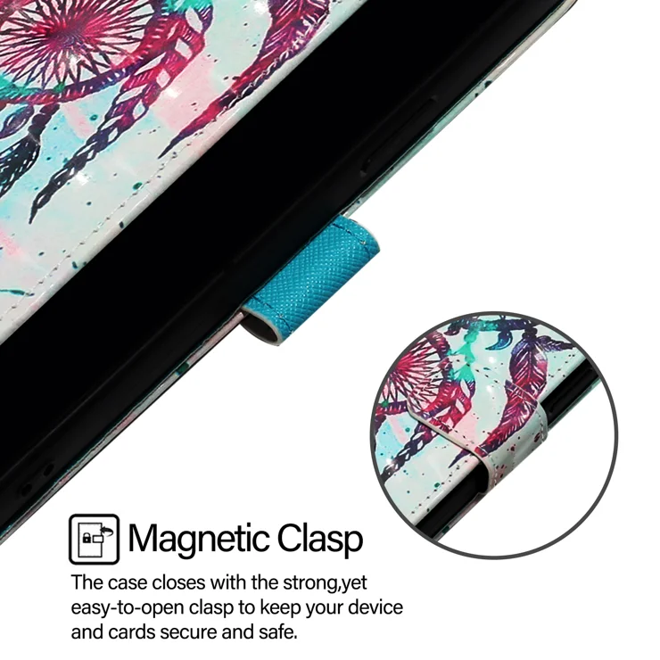 For Honor X6b 4G Leather Case Pattern Printing Wallet Stand Mobile Cover with Strap - Colorful Wind Chime