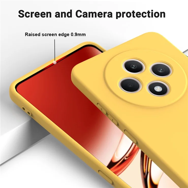 For Oppo Reno12 FS 5G / Reno12 F 5G / 4G / F27 5G Case Liquid Silicone Anti-Scratch Phone Cover with Hand Strap - Yellow