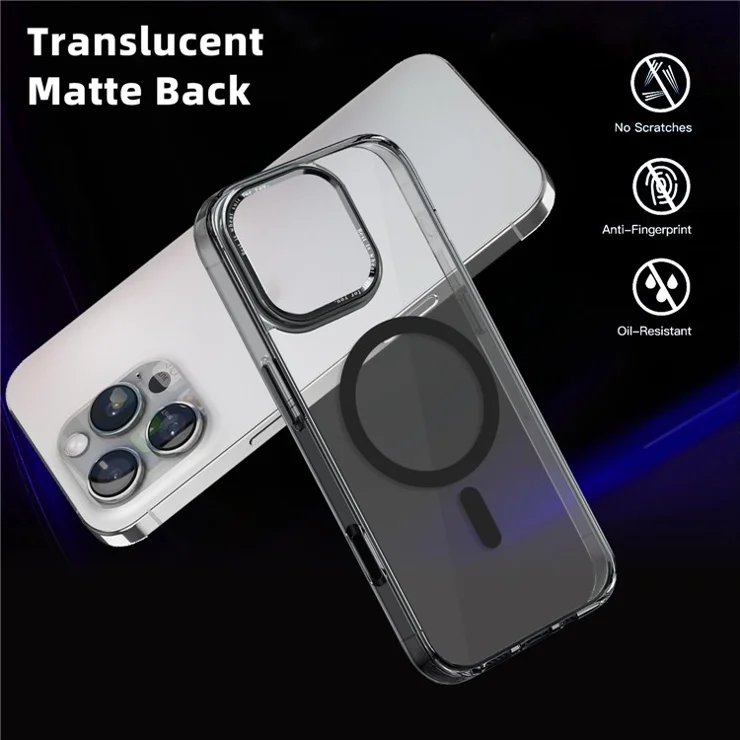 For iPhone 16 Pro Max Case Compatible with MagSafe TPU+PC Transparent Phone Cover - Black