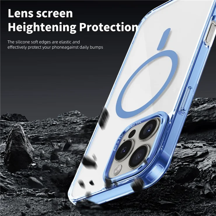 For iPhone 16 Pro Case Compatible with MagSafe TPU+PC Transparent Phone Cover - Baby Blue