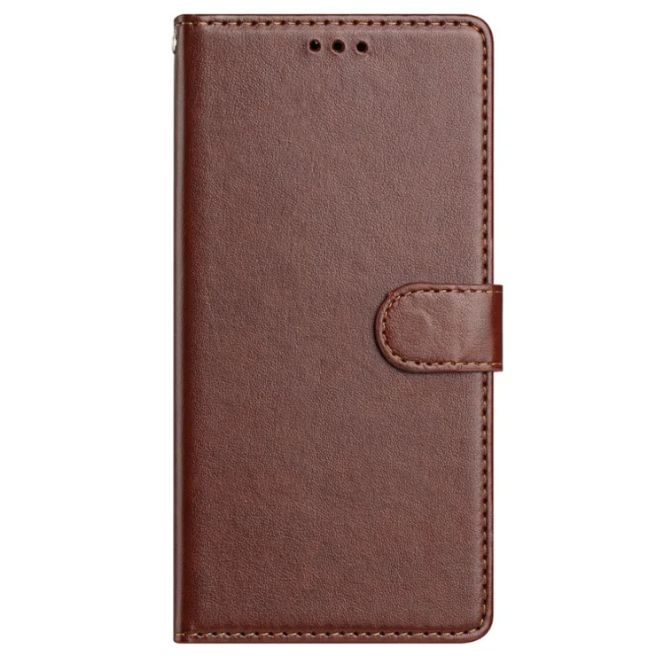 For iPhone 14 Pro Leather Phone Case Wallet Stand Cover with Handy Strap - Brown