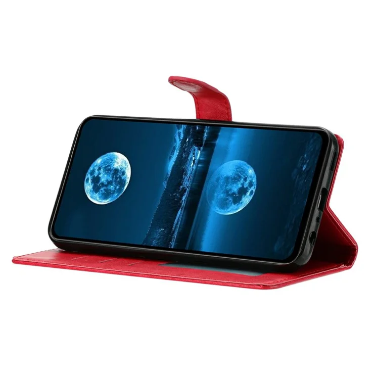 For Samsung Galaxy A15 5G Leather Phone Case Wallet Stand Cover with Handy Strap - Rose