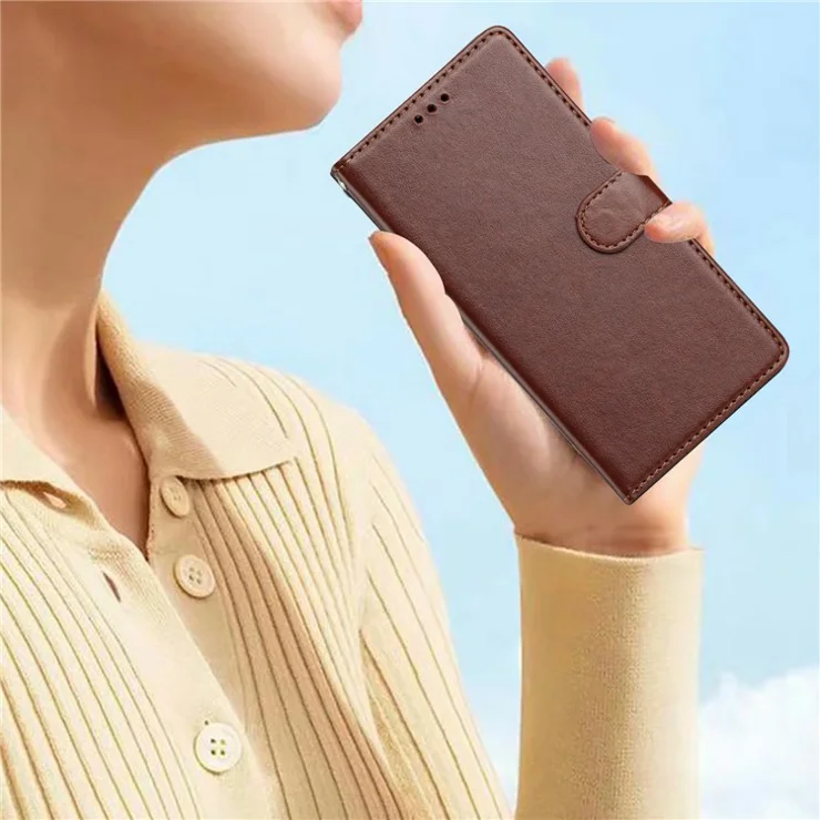For Google Pixel 9 Pro / Pixel 9 Leather Phone Case Wallet Stand Cover with Handy Strap - Brown