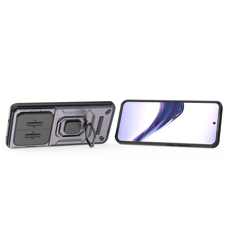 For Realme 13 Pro 5G (Global) / 13 Pro+ 5G (Global) Case PC+TPU Kickstand Phone Protector with Lens Cover - Purple