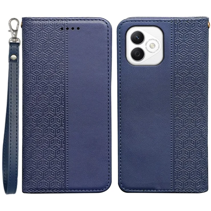 For Honor X60i 5G Wallet Phone Case Strong Magnetic Checkered Pattern Imprint Leather Flip Cover - Blue