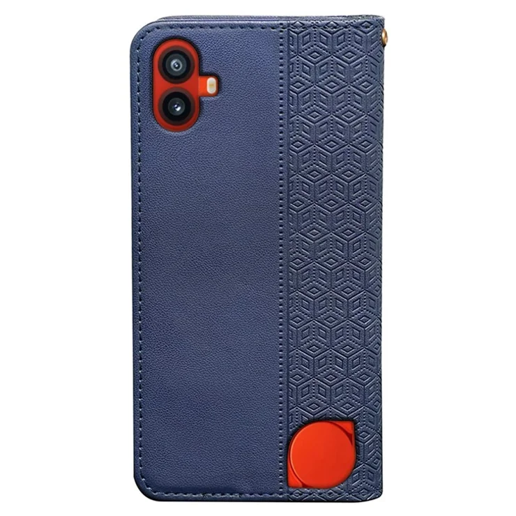 For Nothing CMF Phone 1 Wallet Phone Case Strong Magnetic Checkered Pattern Imprint Leather Flip Cover - Blue