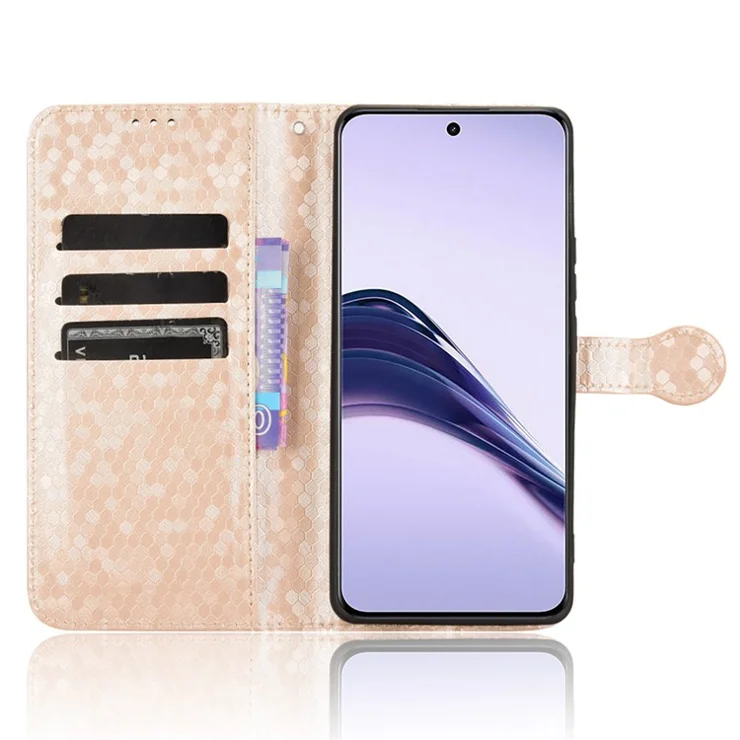 For Oppo Realme 13 Pro 5G (Global) / 13 Pro+ 5G (Global) Wallet Case Dot Pattern Imprint PU Leather Phone Cover - Rose Gold