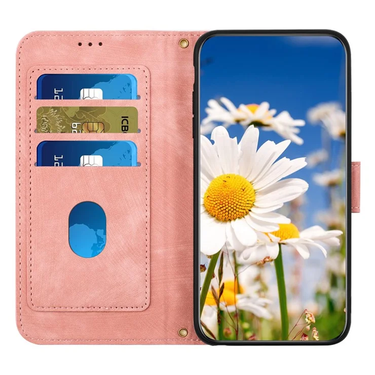 For Honor X6b 4G Case PU Leather Floral Phone Cover with Card Slots - Pink
