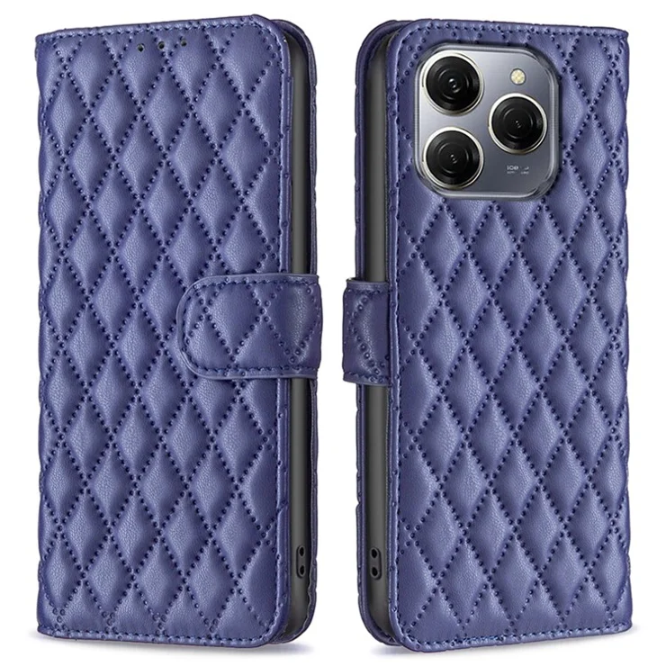 BINFEN COLOR BF Style-14 For TECNO Spark 20 Pro 5G Case Rhombus Phone Leather Cover Stand - Blue