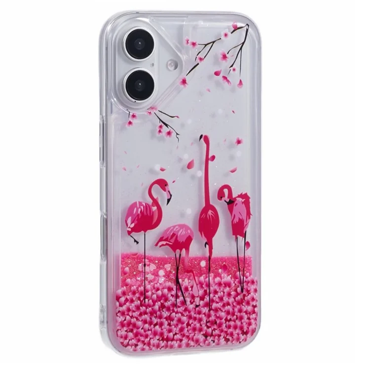For iPhone 16 Case Floating Quicksand Pattern Soft TPU Back Cover - Birds