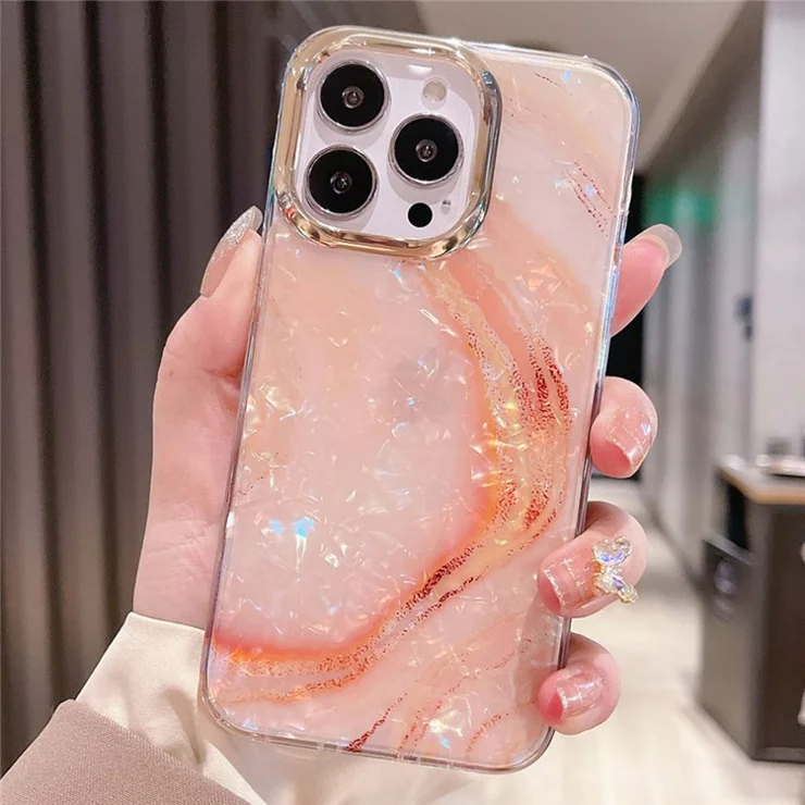 For iPhone 15 Pro Max Case IMD Marble Shell Pattern TPU+PC Phone Cover - Style 5
