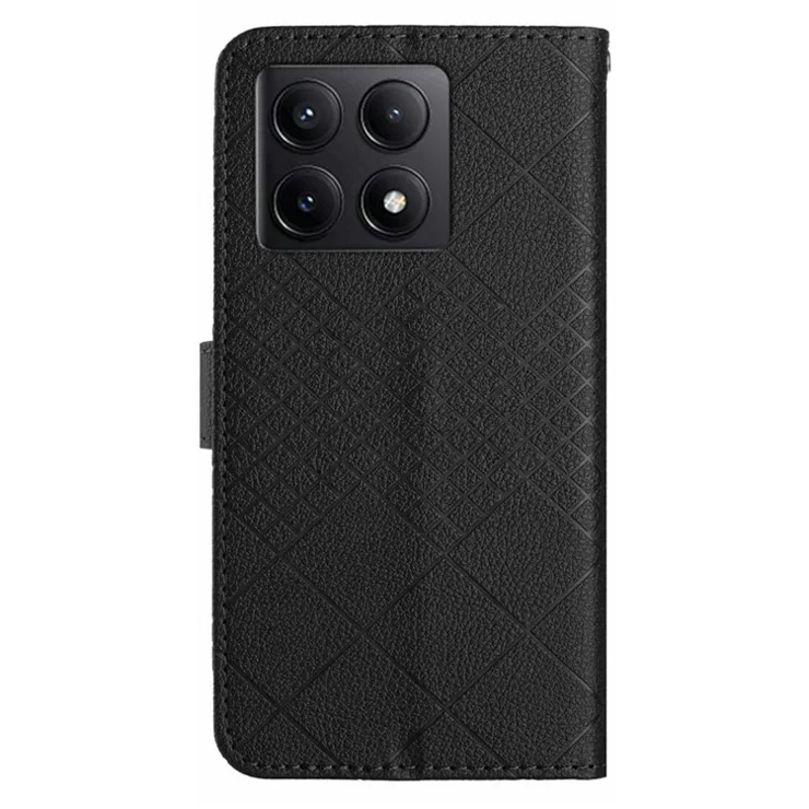 HT06 For Xiaomi 14T Wallet Phone Case Imprint PU Leather Flip Folio Cover - Black