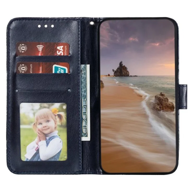 For Xiaomi Redmi Note 13 Pro 4G / Poco M6 Pro 4G Case Lace Flowers PU Leather Flip Wallet Phone Cover - Black