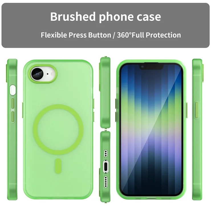 For iPhone 16e Case Compatible with MagSafe Slim Matte Translucent TPU + PC Phone Cover - Green