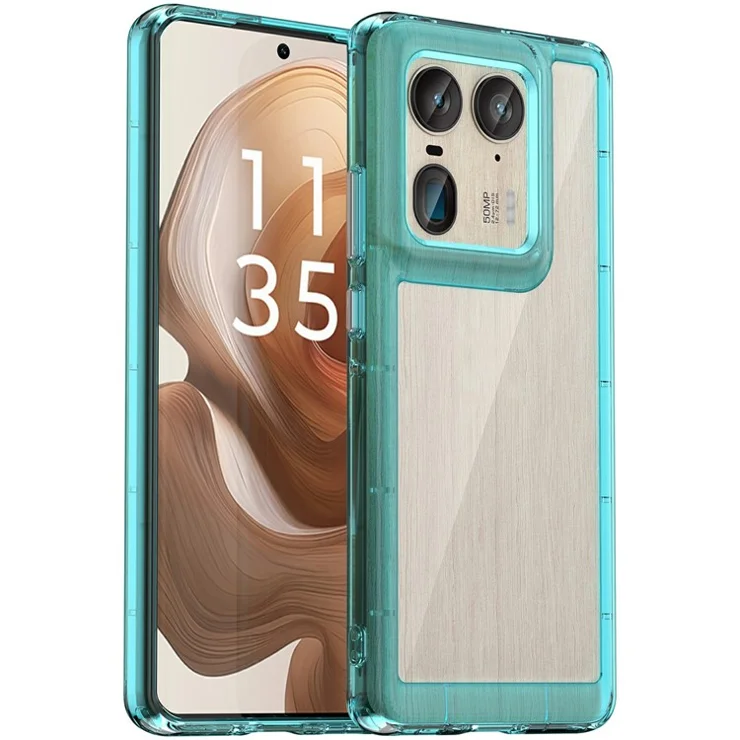 For Motorola Edge 50 Ultra 5G / Moto X50 Ultra 5G Case TPU +Acrylic Protective Clear Phone Cover - Transparent Blue