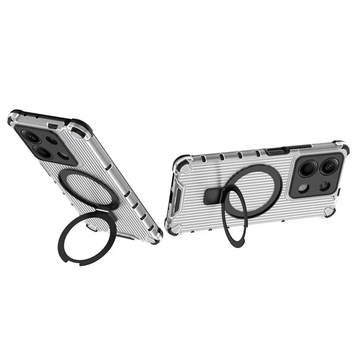 For Xiaomi Redmi Note 13 5G Case with Kickstand PC+TPU Phone Cover Compatible with MagSafe - Transparent