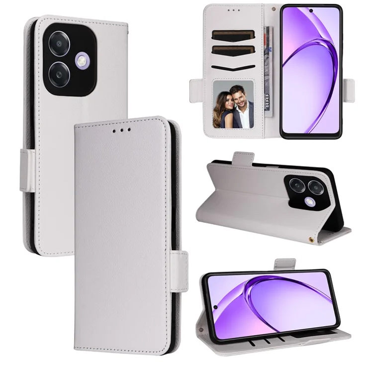 Phone Case for Oppo A3x 5G / A3X 4G / A3 4G / A3 5G / A40M 4G / A40 4G / A3i 5G / A60 5G Litchi Texture PU Leather Wallet Phone Cover - White