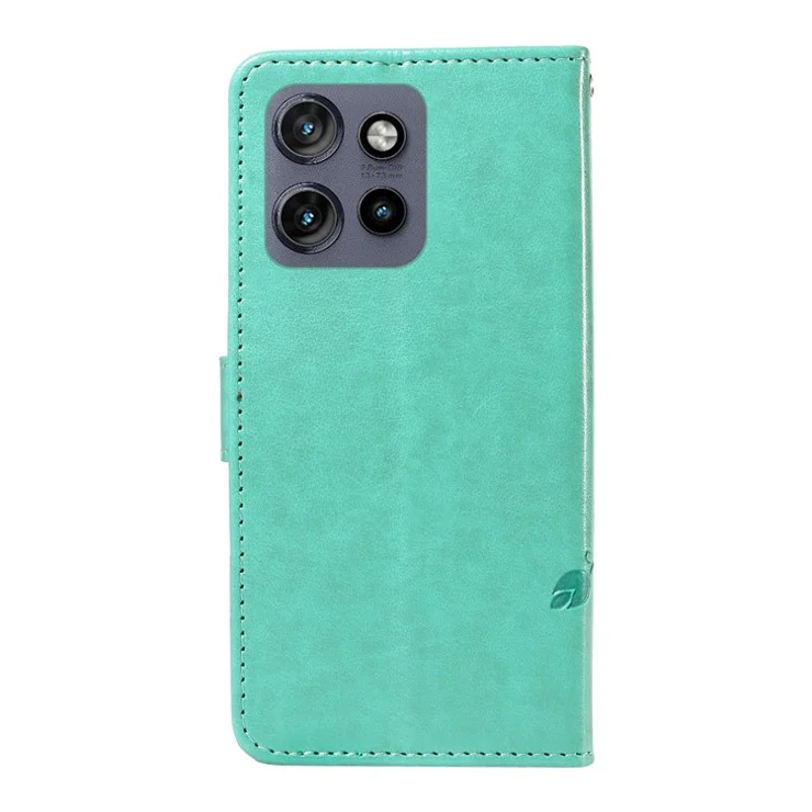 For Motorola Edge 50 Neo 5G / Moto S50 5G / Thinkphone 25 5G PU Leather Cases Flower Pattern Wallet Stand Phone Cover with Strap - Green