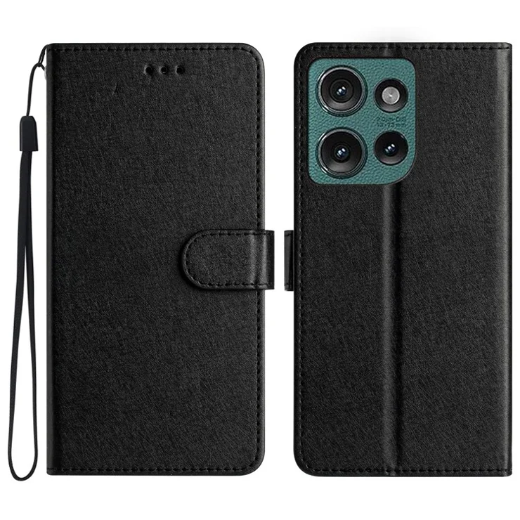 For Motorola Edge 50 5G Wallet Case Leather Folio Phone Cover Magnetic Clasp - Black