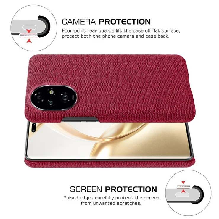 For Honor 200 Pro 5G Case Cloth Texture Anti-scratch Protective PC Phone Cover - Red