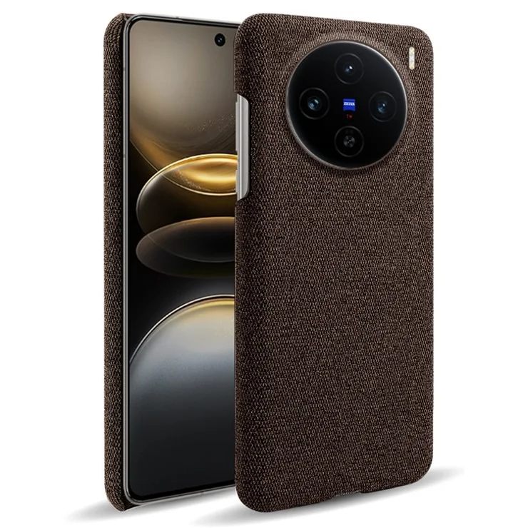 For vivo X100 5G Case Cloth Texture Anti-scratch Protective PC Phone Cover - Brown