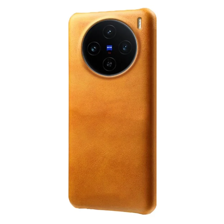 For vivo X100 5G Case Calf Texture PU Leather Hard PC Protective Phone Cover - Orange