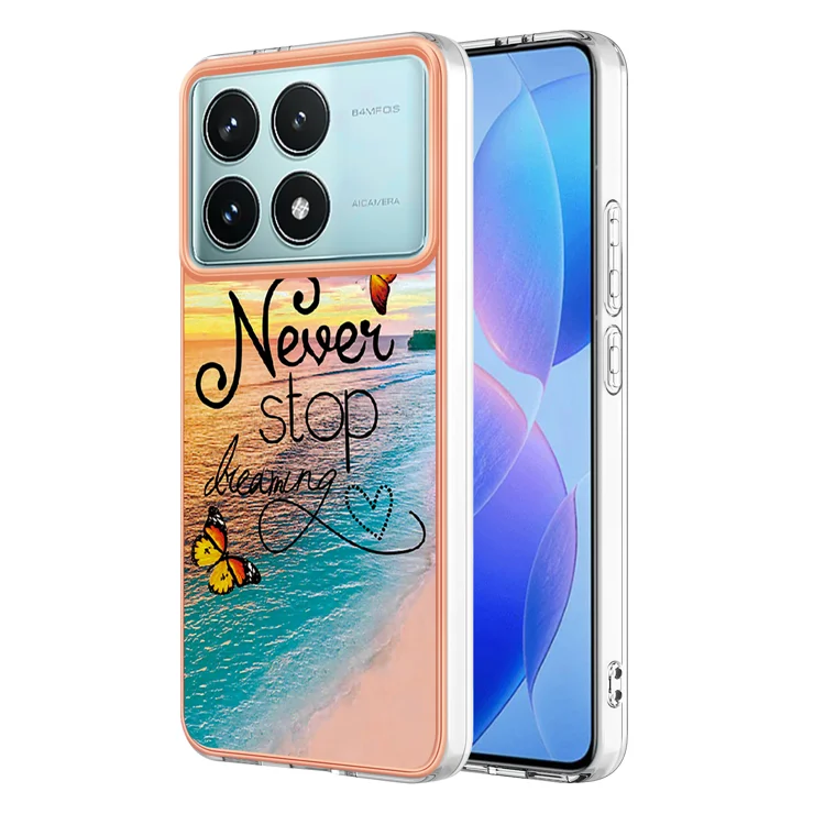 For Xiaomi Redmi K70 Pro 5G / Poco F6 Pro 5G / Redmi K70 5G Case with IMD Marble Flower Pattern TPU Mobile Back Cover - Never Stop Dreaming
