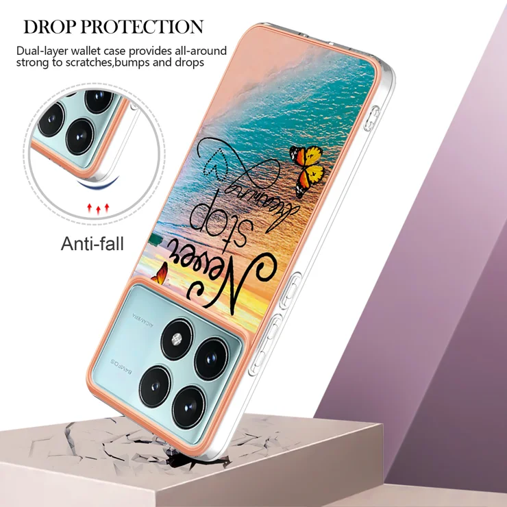 For Xiaomi Redmi K70 Pro 5G / Poco F6 Pro 5G / Redmi K70 5G Case with IMD Marble Flower Pattern TPU Mobile Back Cover - Never Stop Dreaming