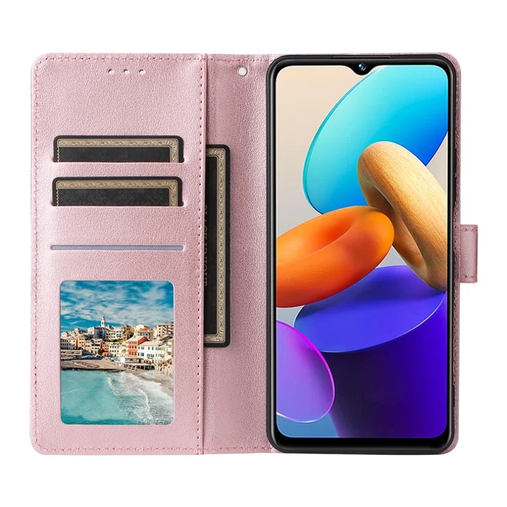 For vivo Y22 4G / Y22s 4G / Y35 4G (2022) Case Wallet Stand View PU Leather Phone Cover - Rose Gold