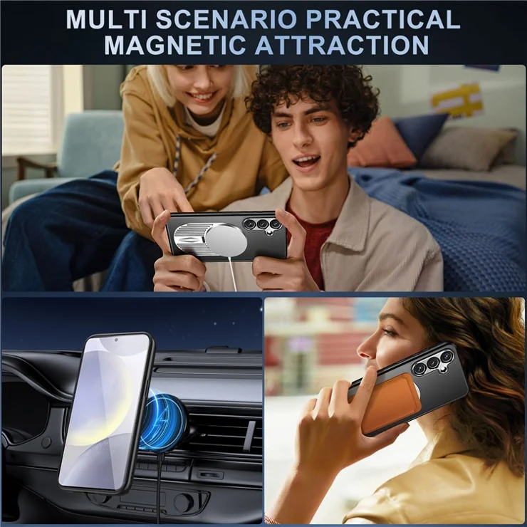 For Samsung Galaxy S23 FE Magnetic Case Heat Dissipation Aromatherapy Kickstand Silicone+PC Phone Cover - Silver
