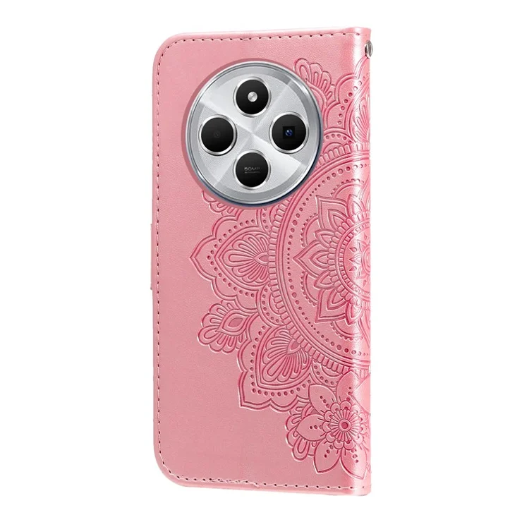 For Xiaomi Poco C75 4G / Poco M7 5G / Redmi A3 Pro 4G / 14R 5G / A4 5G / 14C 5G / 14C 4G Case Floral Pattern PU Leather Wallet Phone Cover - Pink