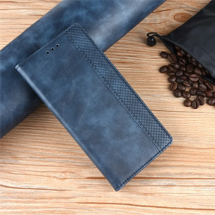 For iPhone 16 Plus Leather Case Wallet Stand Retro Texture Phone Cover - Blue