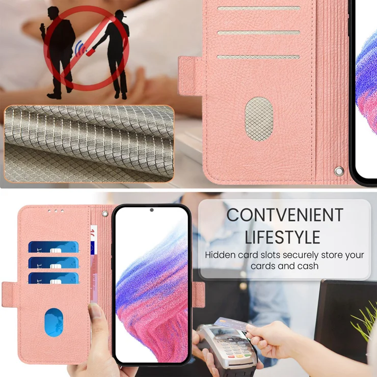 For OnePlus Nord CE4 Lite 5G Case Rose Imprinted RFID Blocking Leather Phone Cover with Strap - Pink