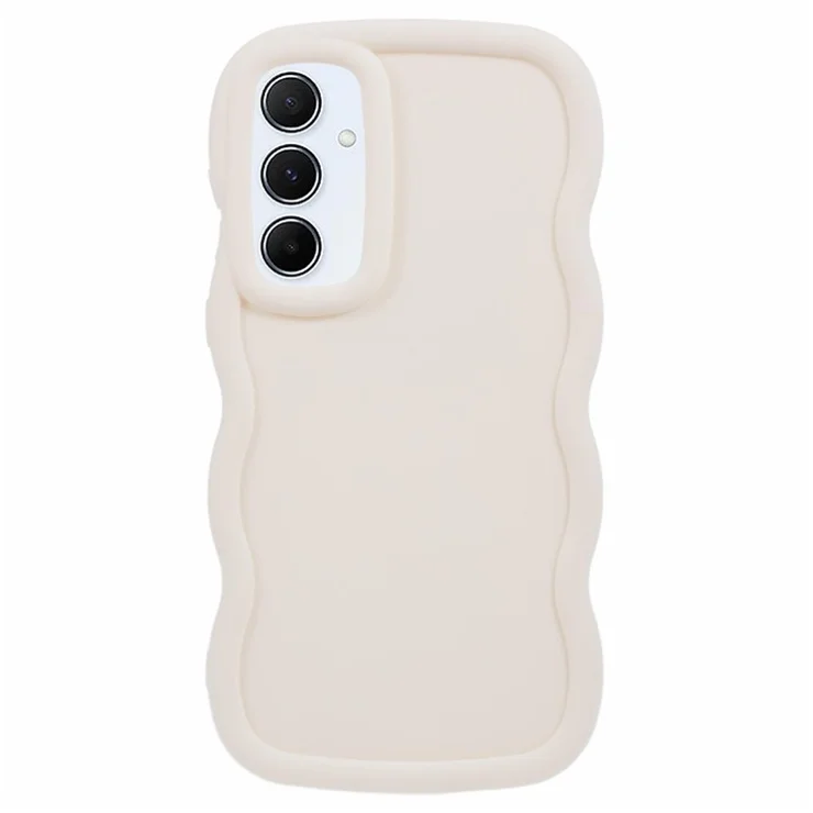 WANLONFENG XL Series for Samsung Galaxy A05s 4G Case Wave Edge TPU Cover with Tempered Glass Film - White