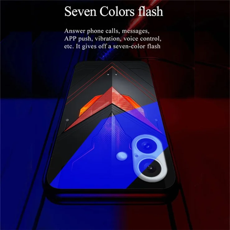 For iPhone 16 Case Call Flash Series Pattern Printing Tempered Glass + TPU Combo Phone Case - Red Triangle Armor