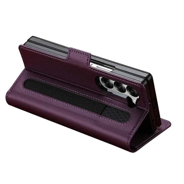 LC.IMEEKE L1 For Samsung Galaxy Z Fold6 5G Stand Case Texture PU Leather Wallet Phone Cover - Purple