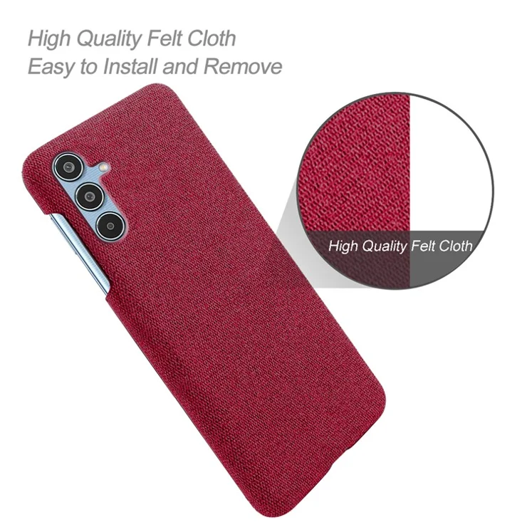 For Samsung Galaxy M35 5G Case Cloth Texture Anti-Scratch Protective PC Phone Cover - Red