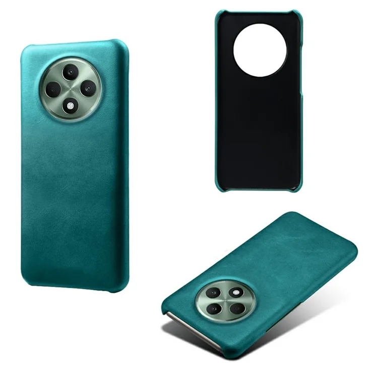 For Oppo Reno12 F 5G Case Calf Texture PU Leather Hard PC Protective Phone Cover - Green