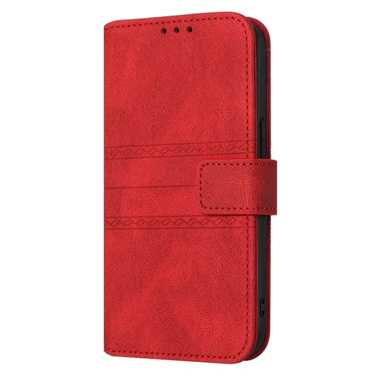 For Xiaomi 14T Pro Case Wallet PU Leather Imprinted Pattern Phone Cover - Red
