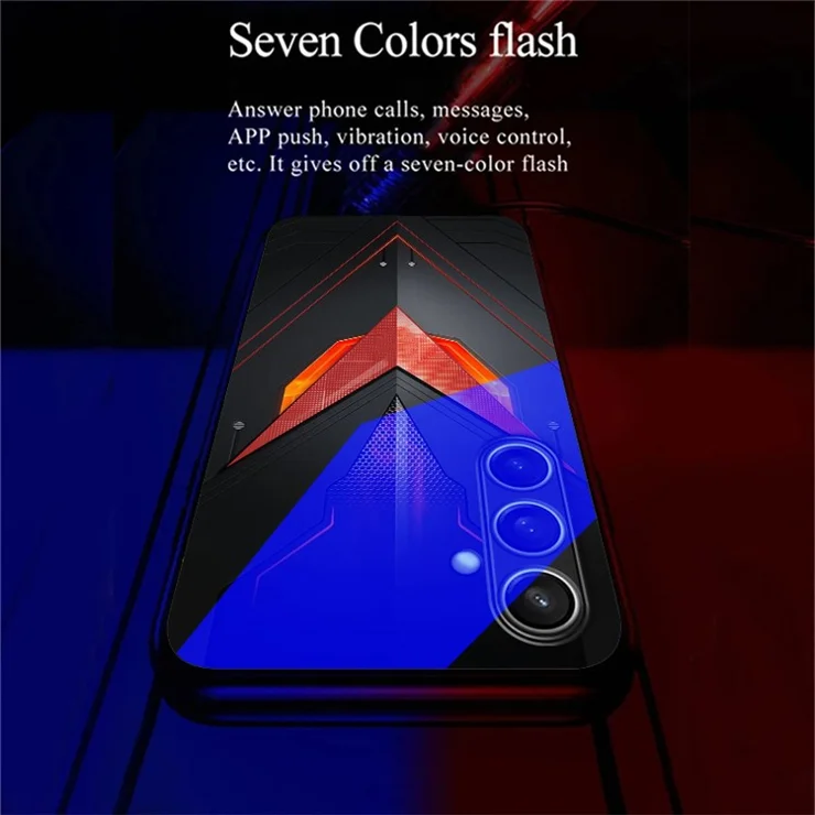 For Samsung Galaxy S24 FE Case Call Flash Series Pattern Printing Tempered Glass + TPU Combo Phone Case - Red Triangle Armor