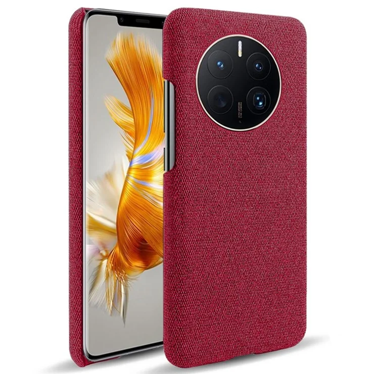 For Huawei Mate 50 Pro 4G Protective Case Anti-Scratch Hard PC+Cloth Phone Case Solid Color Shockproof Cover - Red