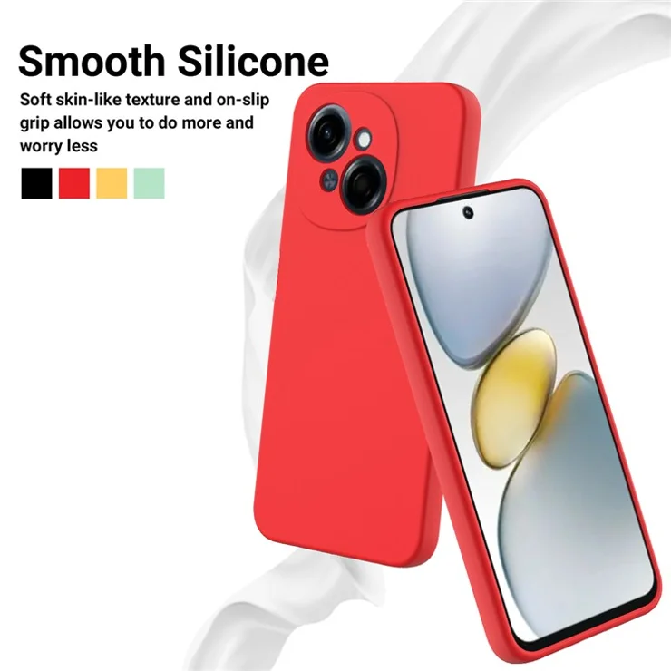 For TECNO Spark Go 2025 / Spark Go 1 / Pop 9 4G Case Liquid Silicone Anti-Scratch Phone Cover with Hand Strap - Red