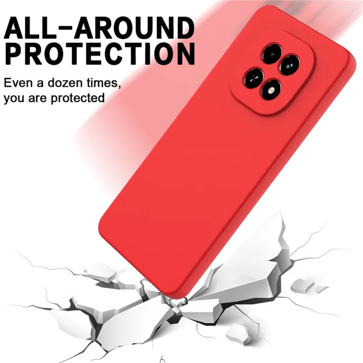For Realme C63 5G / V60 5G Case Liquid Silicone Anti-Scratch Phone Cover with Hand Strap - Red