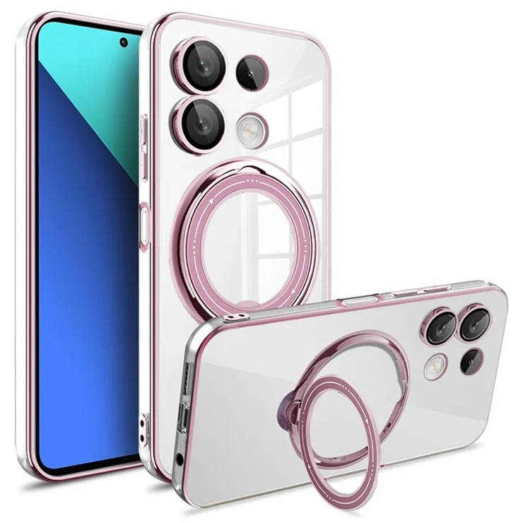 For Xiaomi Redmi Note 13 Pro 4G / Poco M6 Pro 4G Case Kickstand PC+TPU Magnetic Phone Cover - Pink