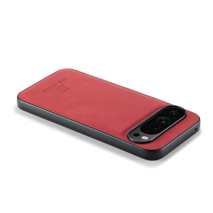 DG.MING For Google Pixel 9 Pro XL Case PU Leather Covered PC+TPU Hybrid Phone Shell - Red
