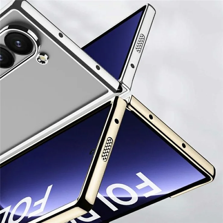 GKK For Samsung Galaxy Z Fold6 5G Clear Case Electroplated Hard PC Phone Cover with Screen Film - Silver